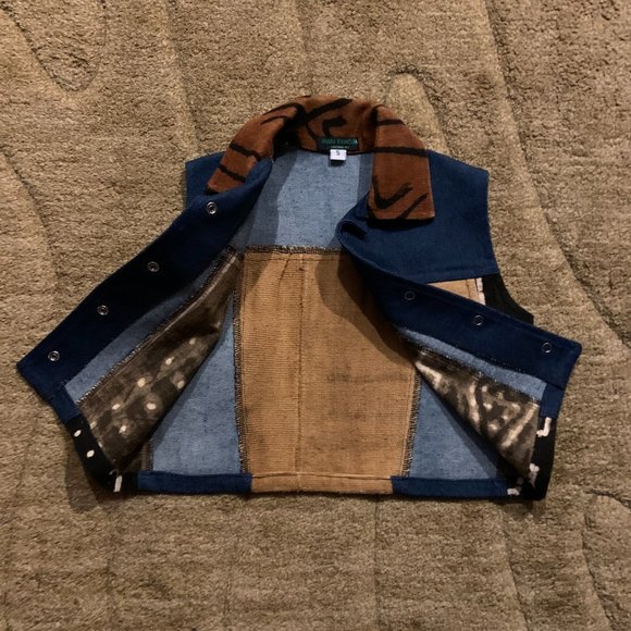 NWOT - Imani Pamoja Denim And Mudcloth Unisex Vest - Picture 3 of 4